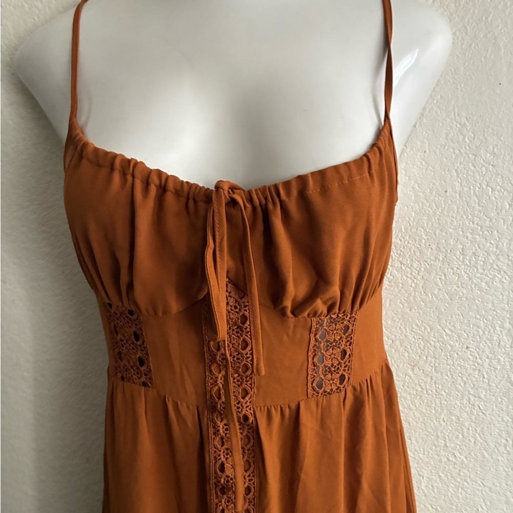 🆕Cider Rust Lace Trim Tiered Cami Maxi Dress M🆕 - Picture 7 of 16